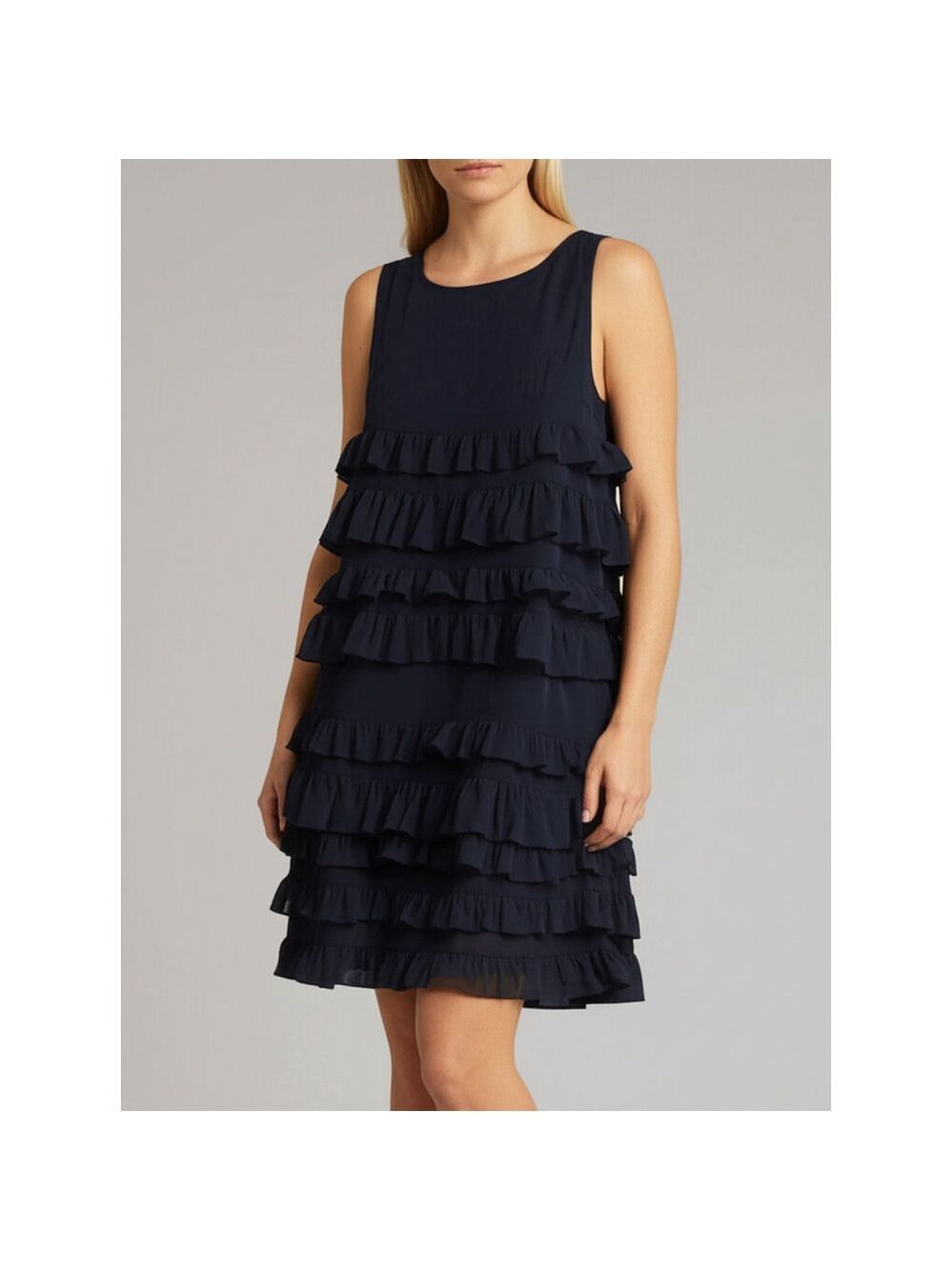 Donna Black Sleeveless Tiered Dress, Size XL (PTP 19-21.5”)